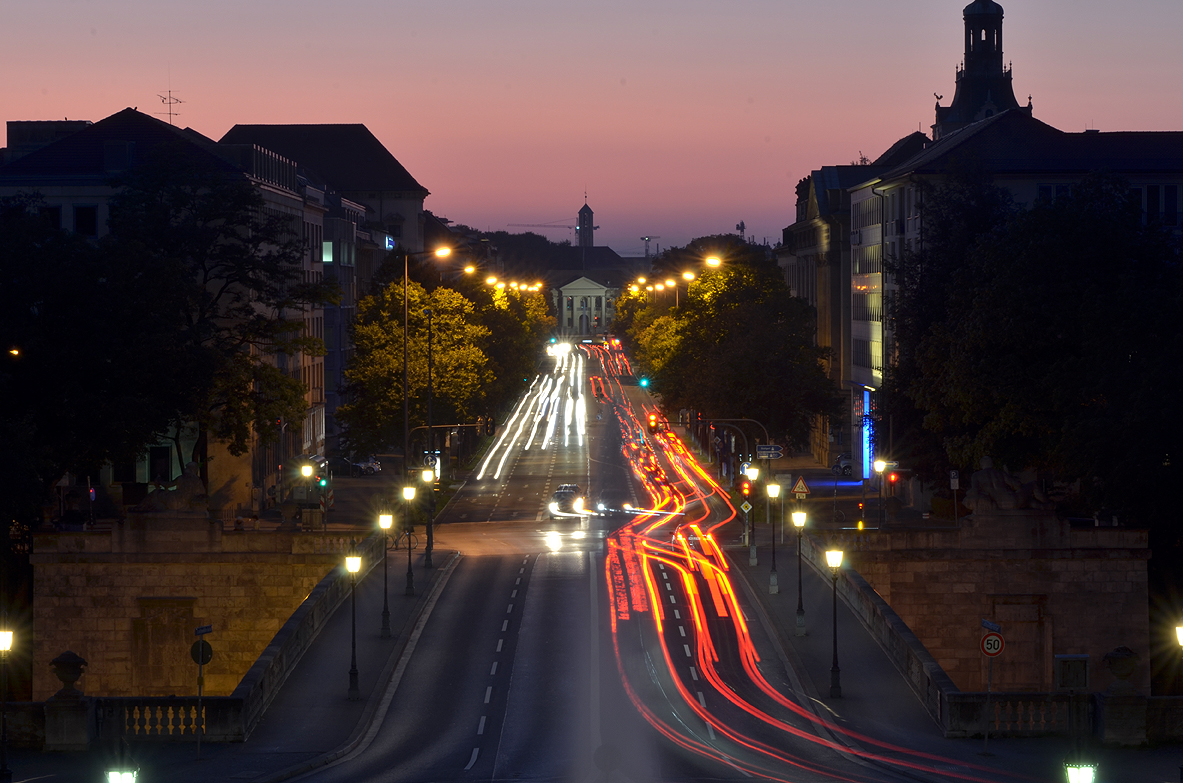 Prinzregentenstrasse at sunset